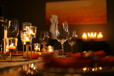 set the dinner table mood with candles