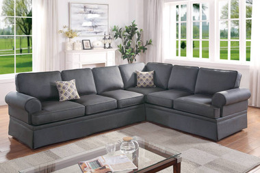 Poundex F6420 2-PCS Reversible Sectional Set in Charcoal