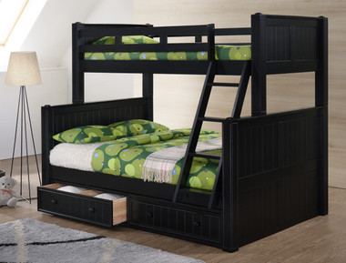 Dillon Black Twin Over Full Bunk - Shown With Optional Under Bed Drawers