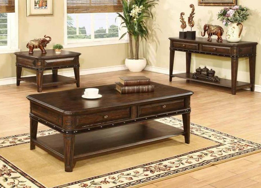 Wire Brushed Cocktail Table With Drawers