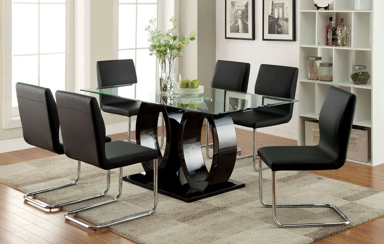 63" Glass Top Rectangular Dining Table Set CM3825T