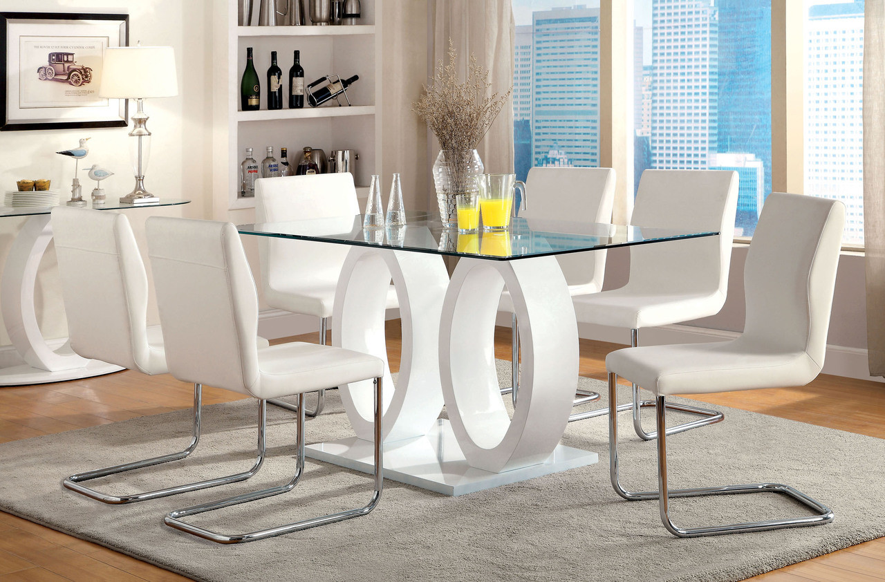 63" Glass Top Rectangular Dining Table Set CM3825T