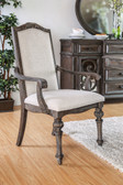 Arcadia Natural Finish Ivory Upholstered Fabric Arm Chairs