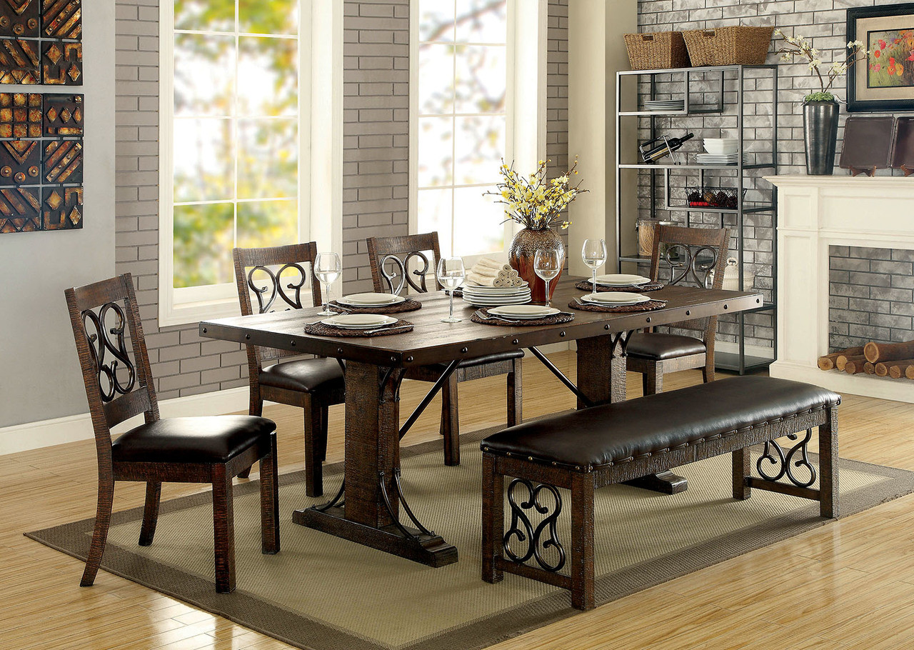 Furniture of America CM3465T Wood Metal Dining Set