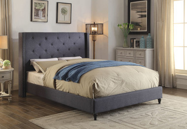 Furniture of America CM7677 Wingback Blue Bed