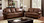 Reinhardt CM6318 Top Grain Leather Match Love Seat + Sofa | Furniture of America Brown Leather Living Room Set