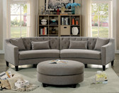 Furniture Of America CM6370 Fabric Corner Sofa Set | SARIN Warm Gray Fabric Curved Sectional Ottoman