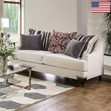 Furniture of America Viscontti SM2206 Velvet Love Seat in Ivory