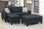 Poundex F6575 Reversible Sectional w/ Ottoman and Pillows in Black