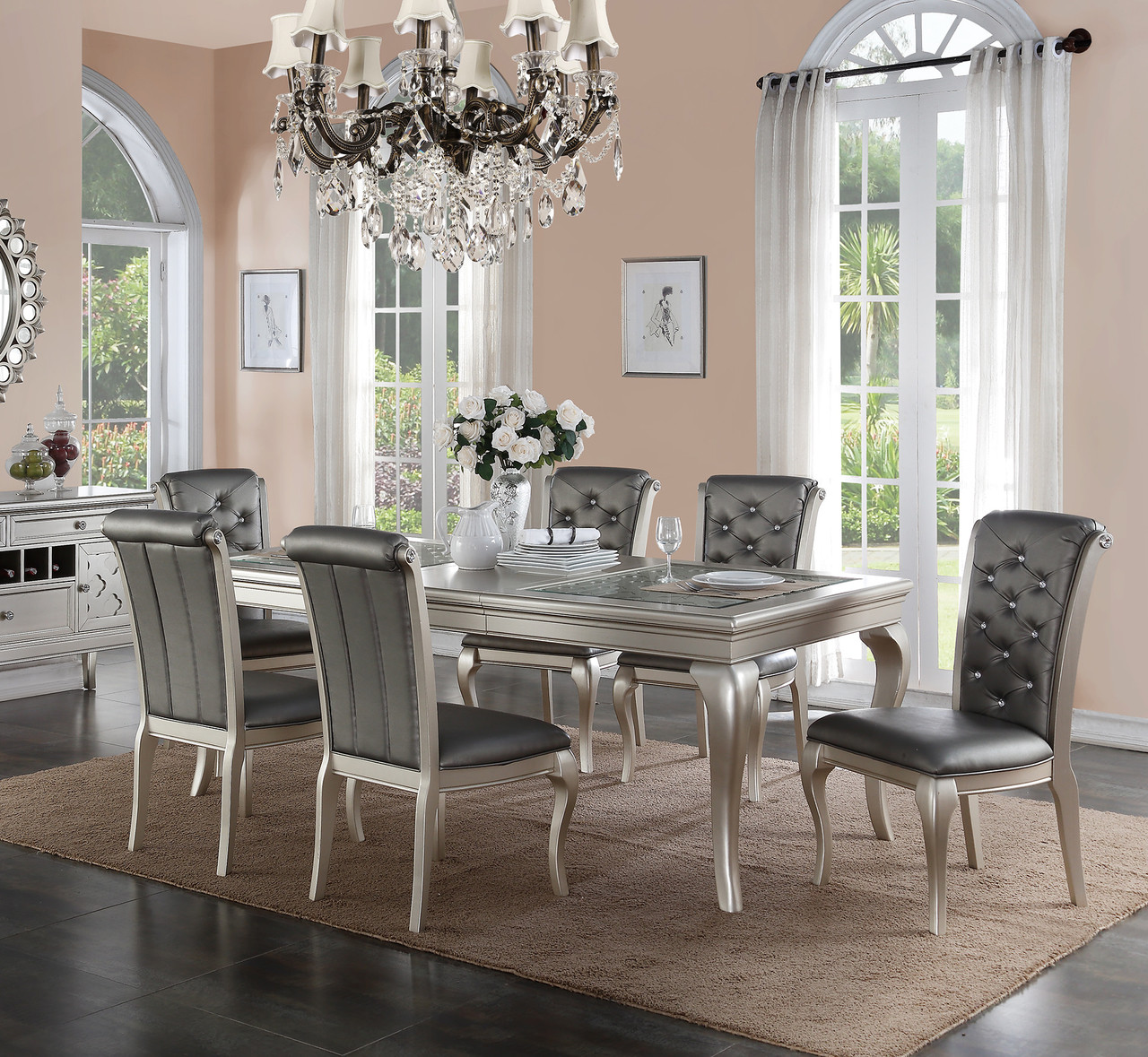 Silver Dining Table And Chairs