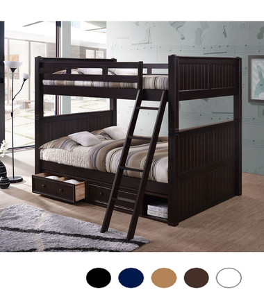 Foster Espresso Queen Over Queen Bunk bed with Slanted Ladder