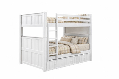 Dillon queen over queen bunk bed in white finish with ladder