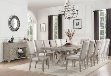 ACME 72860 Gray Oak Dining Table with 8 Chairs