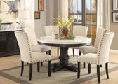  ACME 72845 White Marble Salvaged Dark Oak Table with Chairs