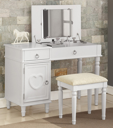 Kiera Makeup Vanity Table With Mirror in White