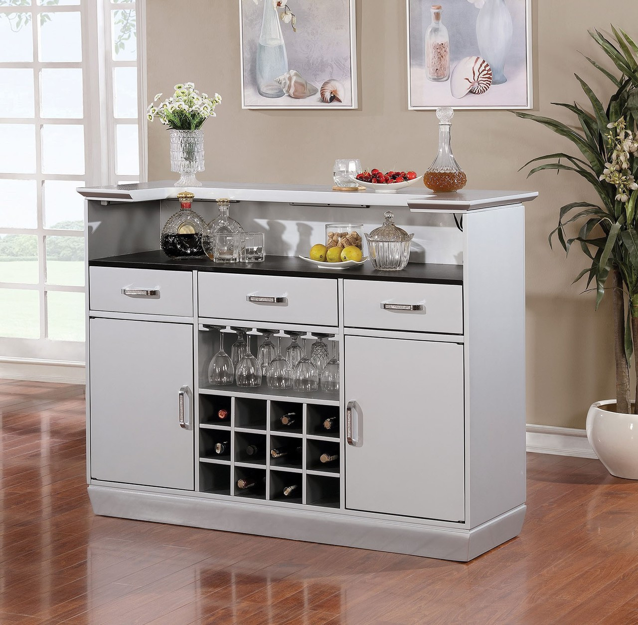 Furniture of America CM3452BT Silver Bar Counter | Bar Tables
