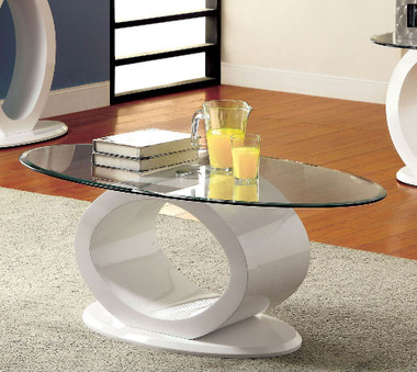 Lodia CM4825 Oval Glass Occasional Table in White
