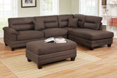 3-PCS Sectional F6586 with Reversible L/R Chaise and Ottoman in Black Coffee