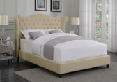  Demi Wing Fabric Upholstered Bed in Beige