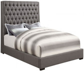 Camille Gray Upholstered Bed with High Headboard