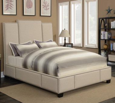 Lawndale Fabric Upholstered Bed in Beige