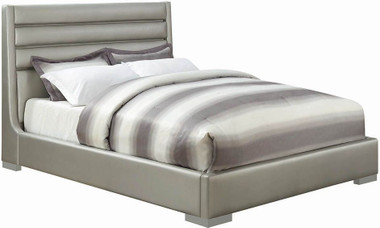 Constantine Metallic Gray Upholstered Bed with Padded Headboard