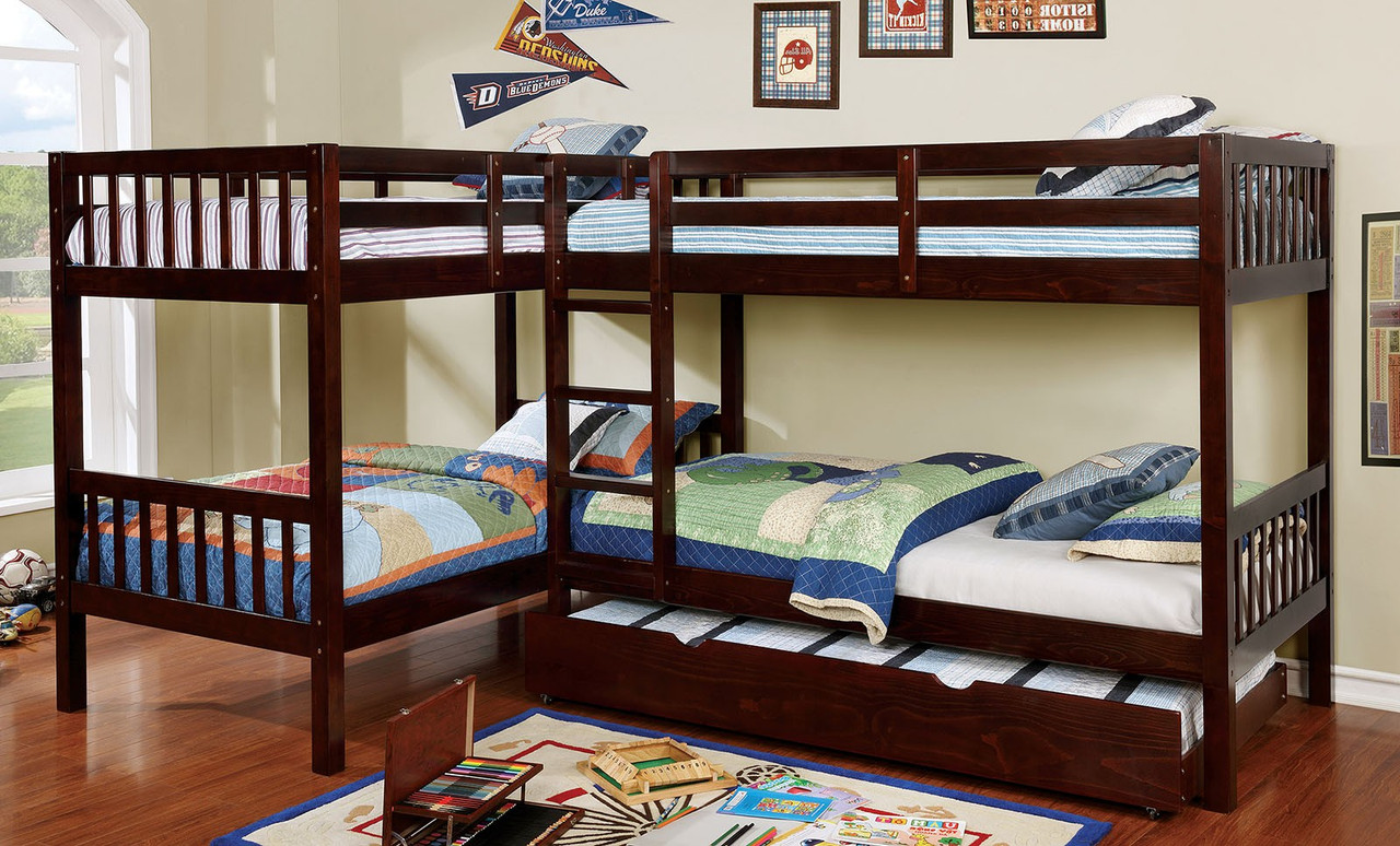 L shaped deals twin bunk beds