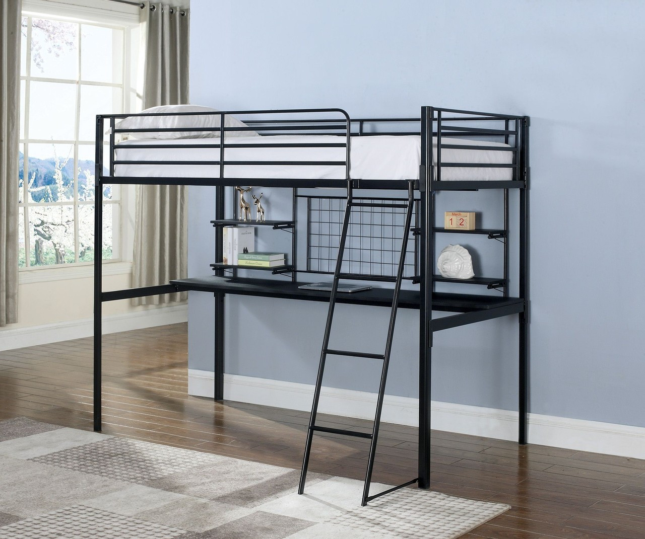 Dayton Twin Loft Bed With Desk Below