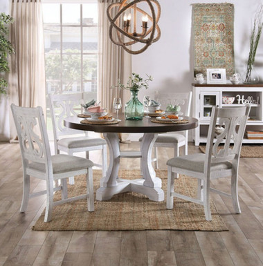 Annette White Dark Oak Table with Chairs
