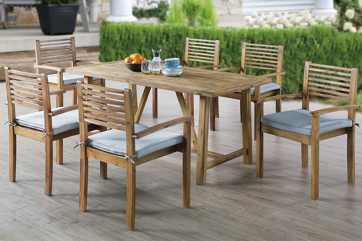 Poundex 7 Pcs Rectangular Patio Dining Set Patio Dining Sets