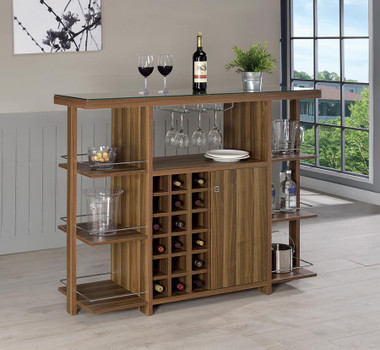 Braxten Bar Cabinet with Shelving and wine Rack