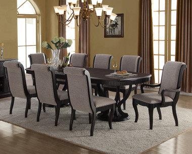 Ashville Espresso Expandable Dining Table with Upholstered Chairs