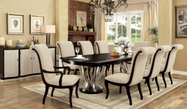 Espresso Champagne Dining Table with 6 Chairs