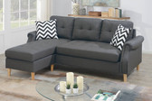 Reversible Sectional Sofa Set W/2 Accent Pillows in Blue Gray