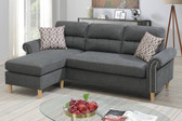 Reversible L Shape Sectional With Accent Pillows in Slate