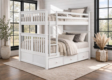 Gary mission queen over queen bunk bed in white finish
