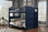 Dual-height full over full bunk bed with underbed trundle blue
