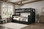 Dual-height bunk bed with full size trundle underneath Black