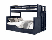 Navy Dillon Twin XL over Queen dual height bunk bed with straight ladder