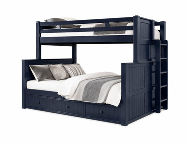Navy Dillon Twin XL over Queen dual height bunk bed with straight ladder