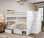 White Queen over Queen dual height bunk bed with storage stairs