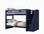 Navy blue Twin XL bunk bed with built-in storage stairs - white background