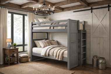 Extra long twin bunk bed for teens and adults in gray