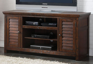 ACME 91350 TV Cabinet w/ Louver Doors in Dark Oak