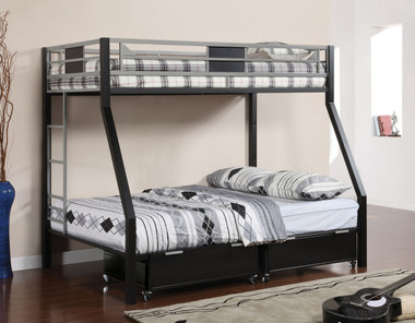 Black Twin Full Metal Bunk Bed | Sturdy Metal Bunk Bed