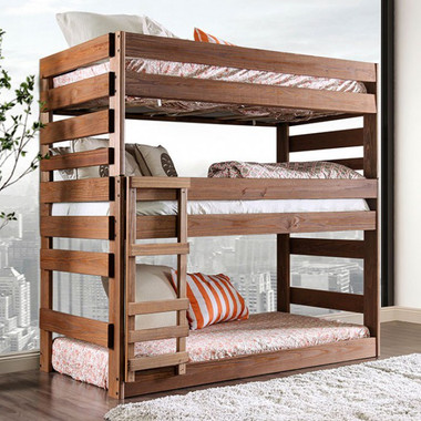 California Rustic Style Triple Decker Bed | Twin Size Tri Level Bed