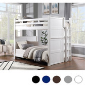 Queen High Bunk Bed w/ Ladder on End with Trundle