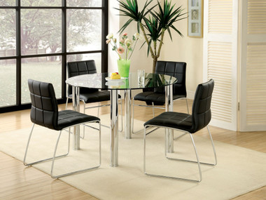 Round Glass Dining Room Set with black Chairs