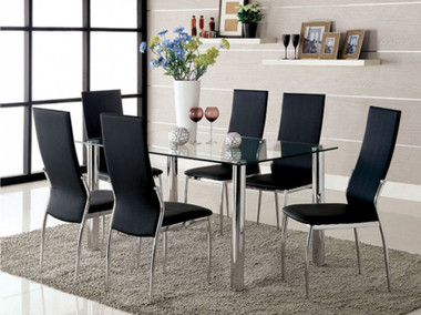 Glass Dining Table with Black Chairs