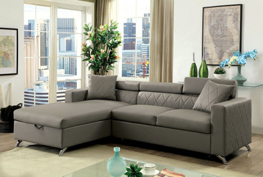 Dayna CM6292 Gray Sectional Couch with Pullout Sleeper Bed